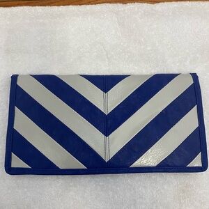 #2. Blue and White Chevron Clutch - NEW
